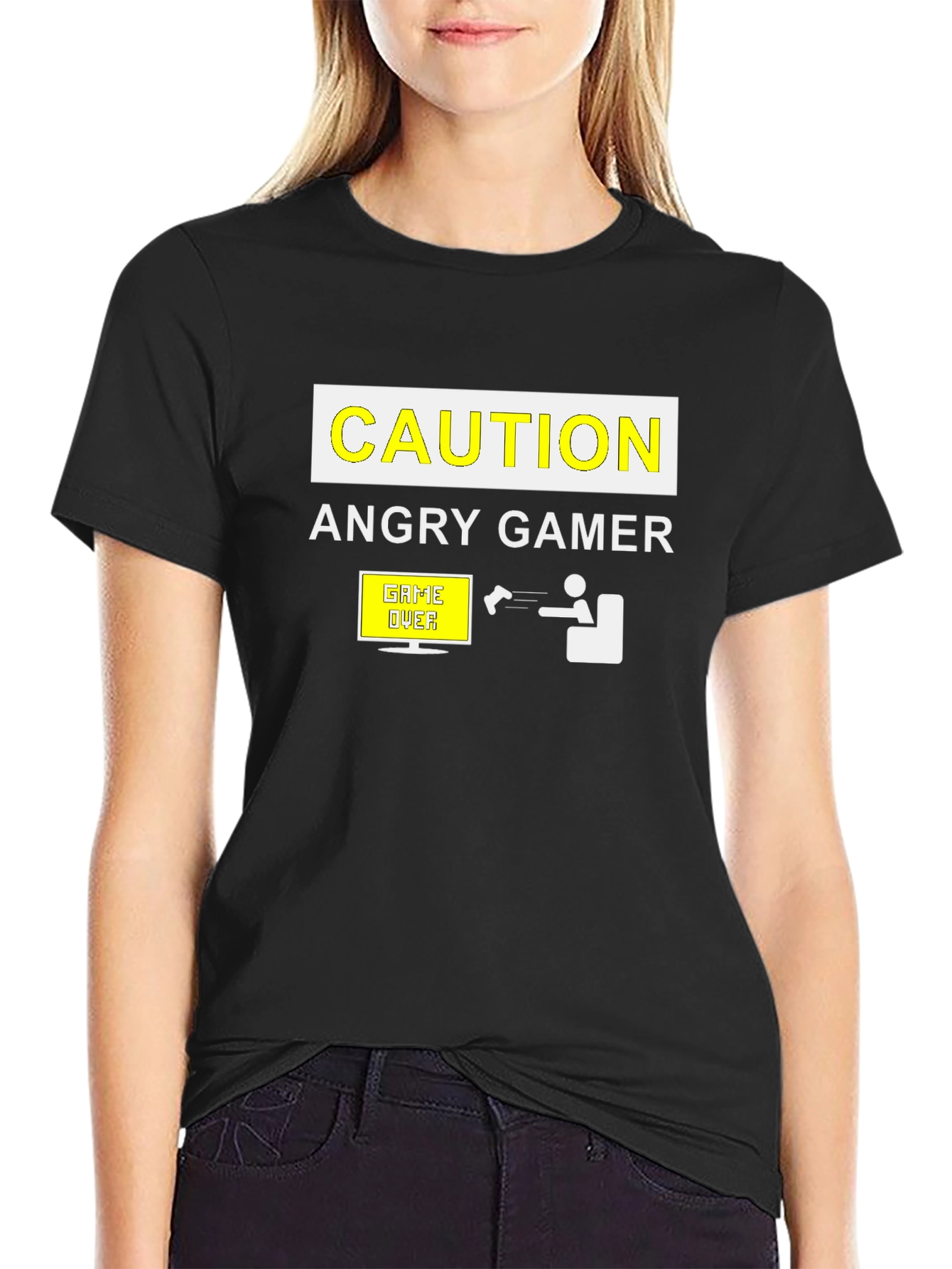 Angry Gamer Caution T-Shirt: Funny Video Game Tee