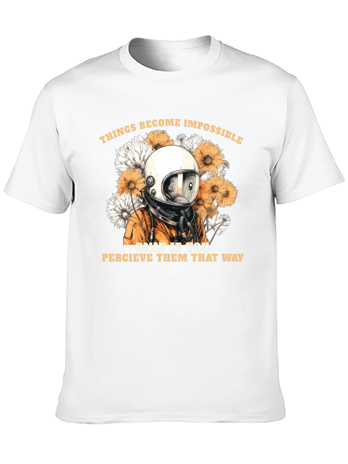 Astronaut & Floral Graphic Black T-Shirt