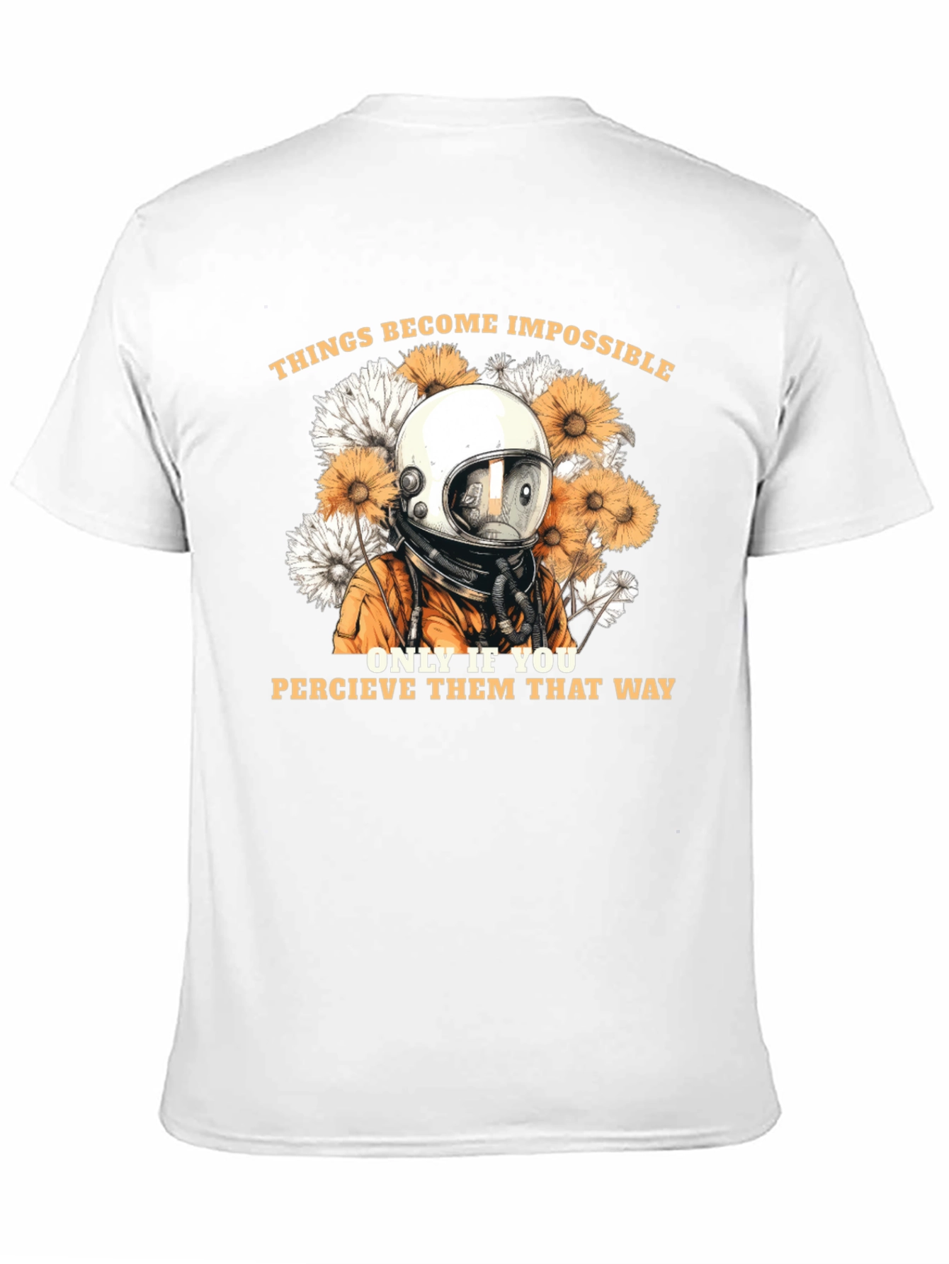 Astronaut & Floral Graphic Black T-Shirt