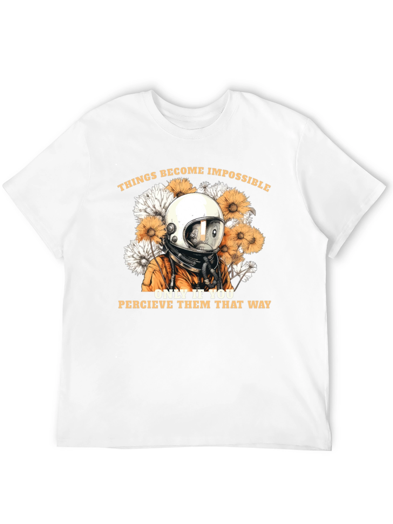 Astronaut & Floral Graphic Black T-Shirt