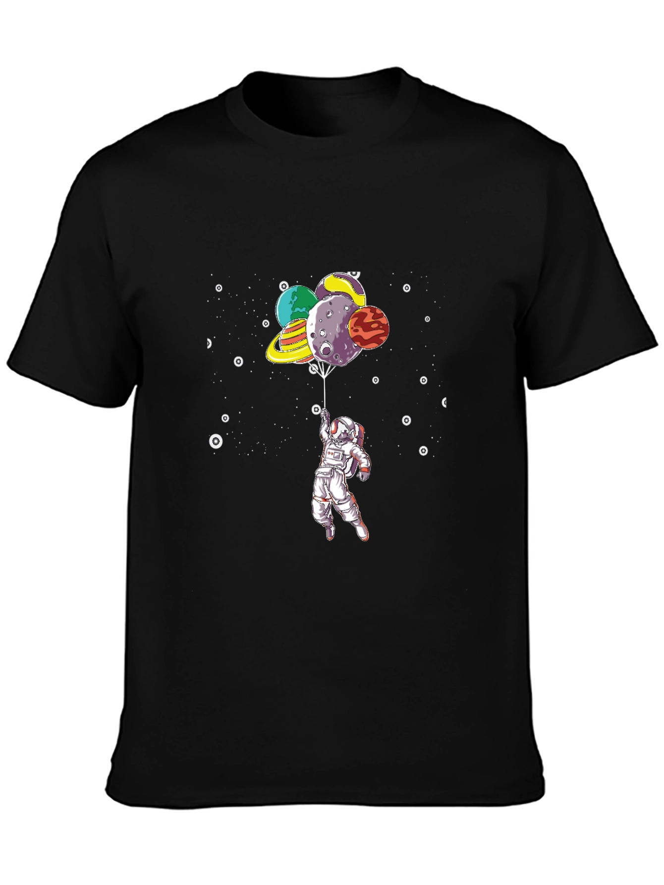 Astronaut Planet Balloon Graphic Tee - Space Lover Shirt