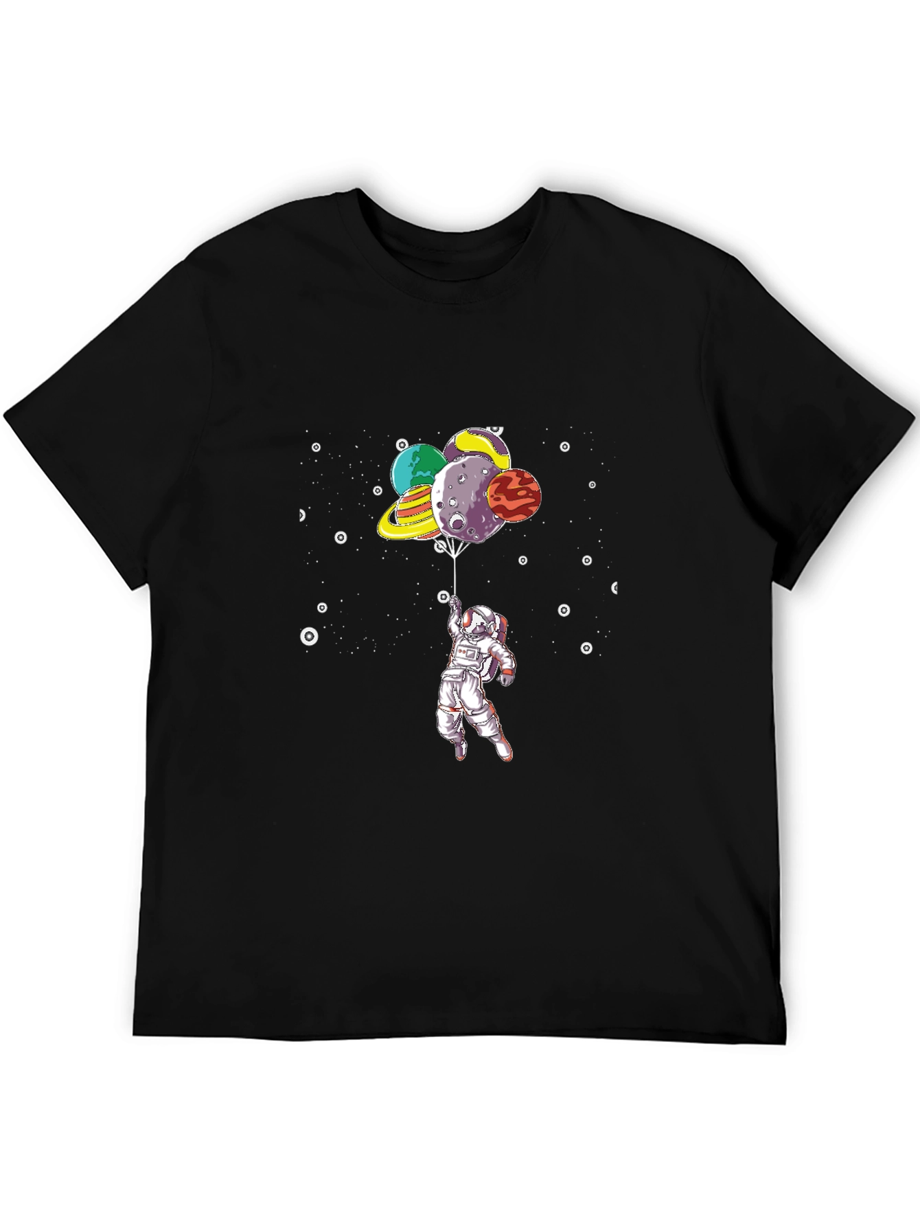 Astronaut Planet Balloon Graphic Tee - Space Lover Shirt