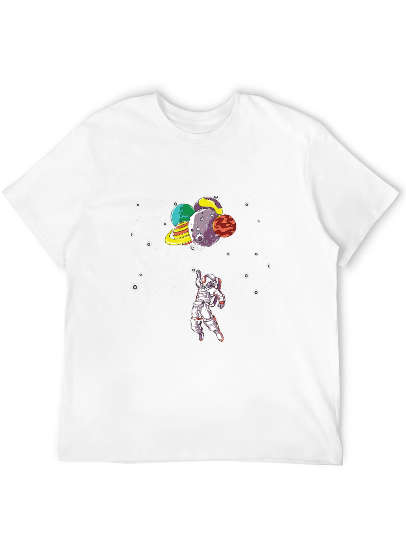 Astronaut Planet Balloon Graphic Tee - Space Lover Shirt