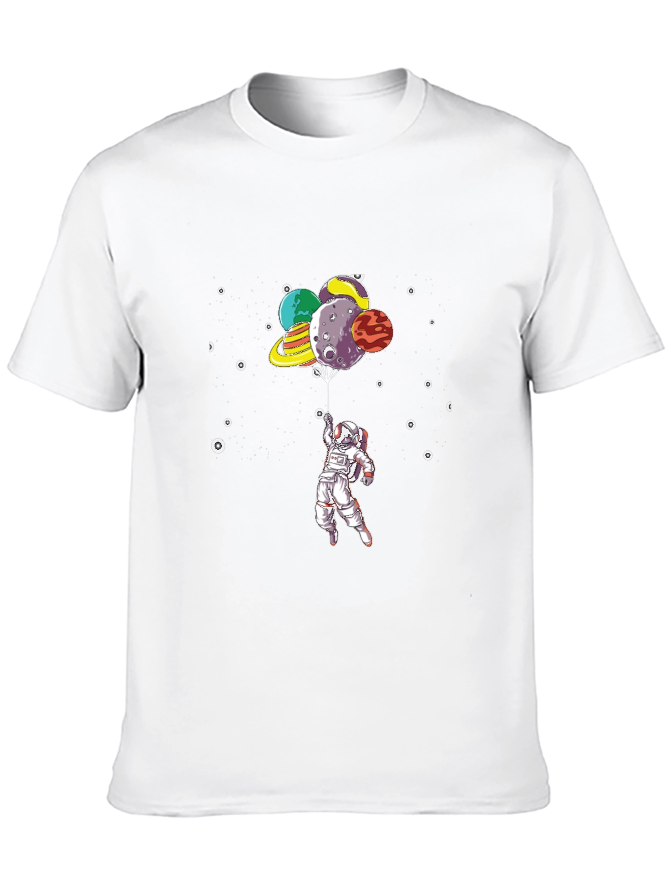 Astronaut Planet Balloon Graphic Tee - Space Lover Shirt