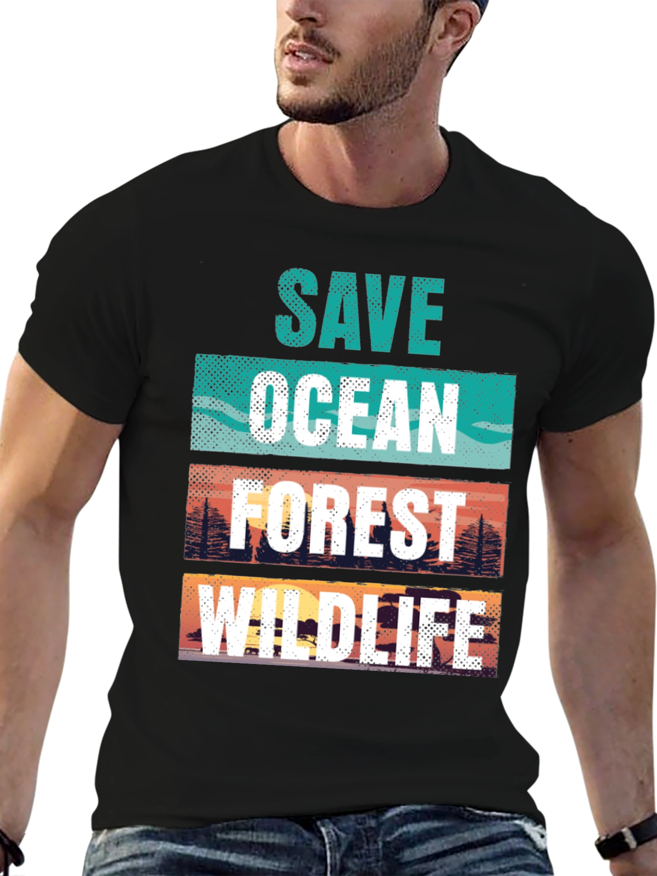 Save Ocean Forest Wildlife Graphic T-Shirt
