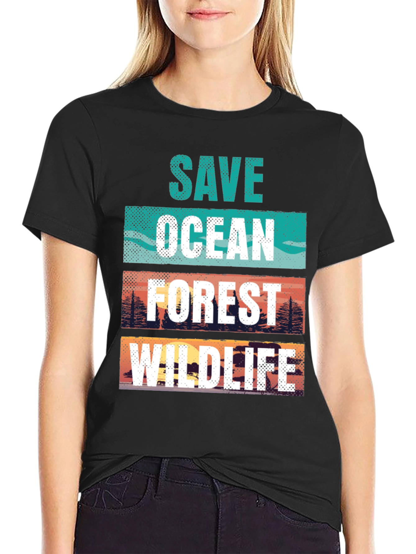 Save Ocean Forest Wildlife Graphic T-Shirt