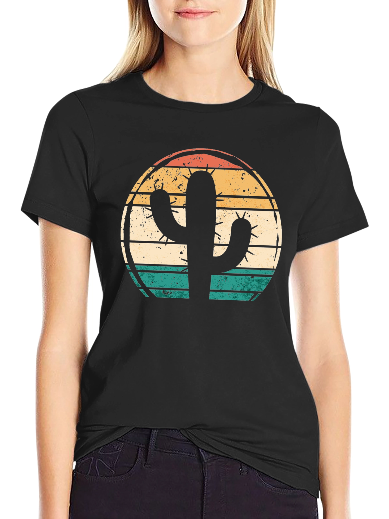 Retro Cactus Graphic Tee - Desert Sunset Shirt