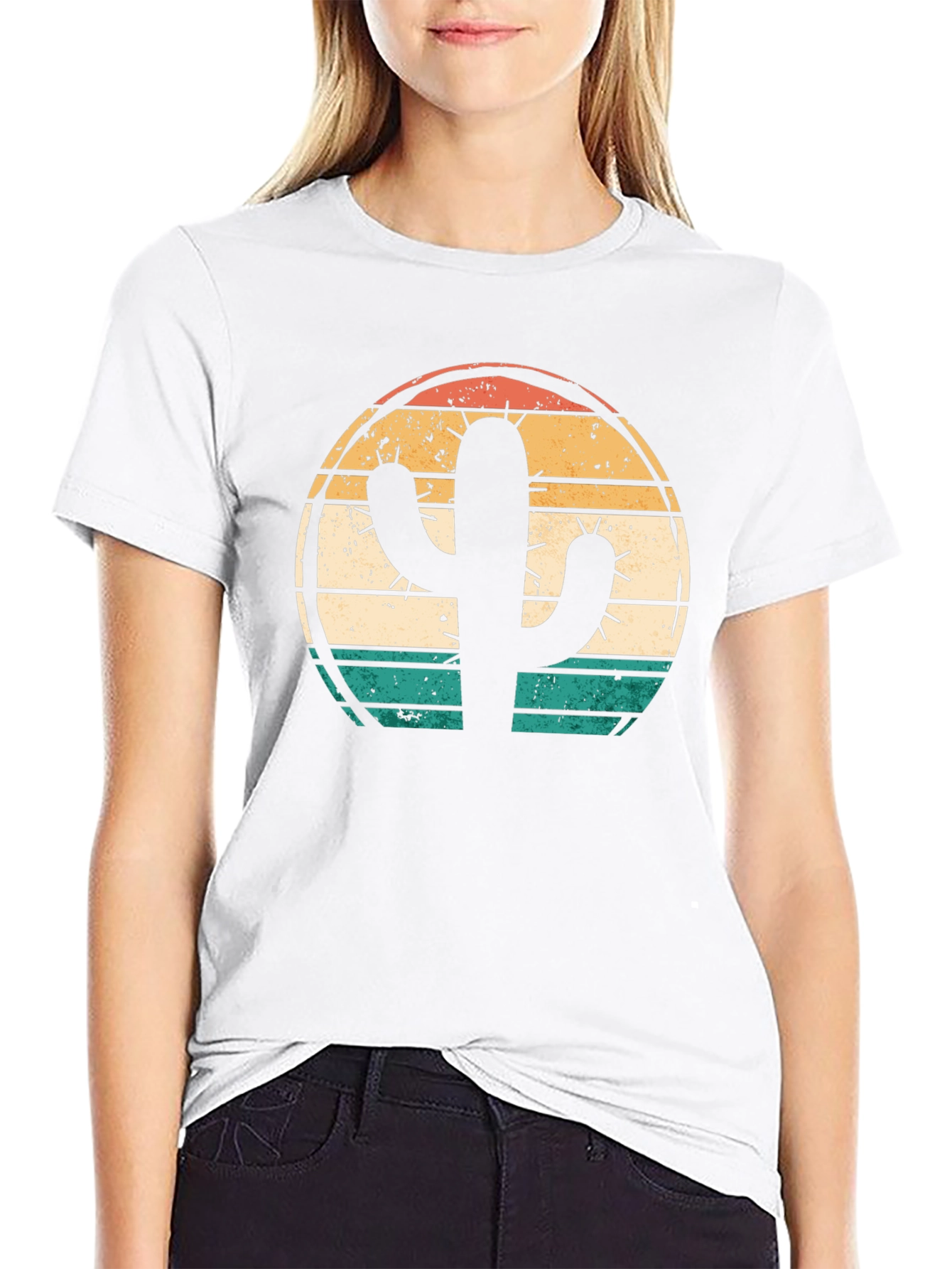 Retro Cactus Graphic Tee - Desert Sunset Shirt