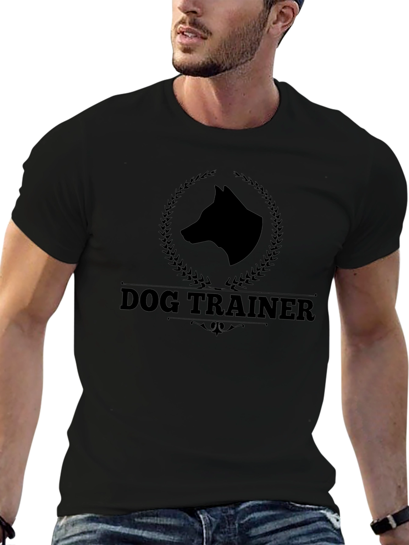 Dog Trainer Graphic Tee - Black Cotton T-Shirt