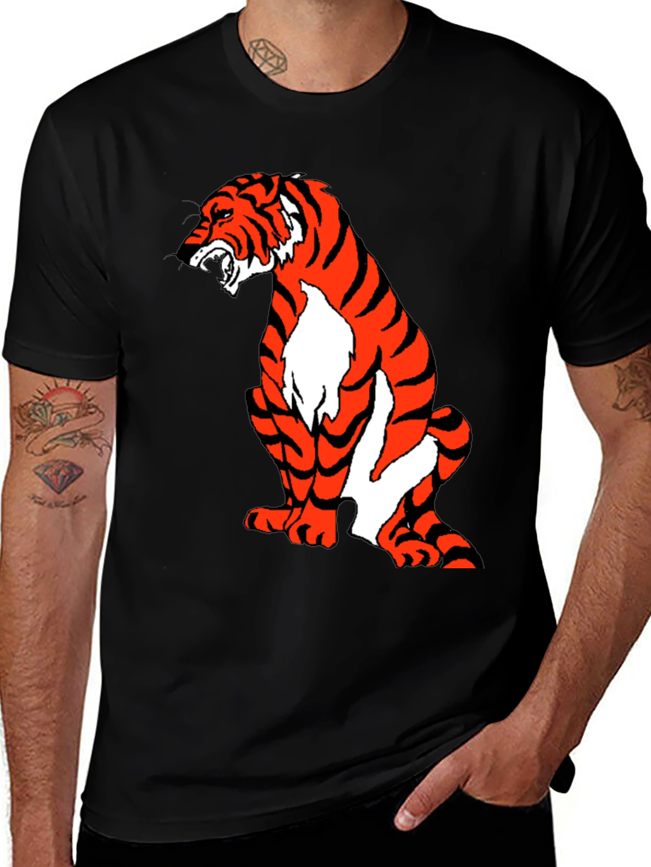 Tiger Graphic Tee - Black Short Sleeve