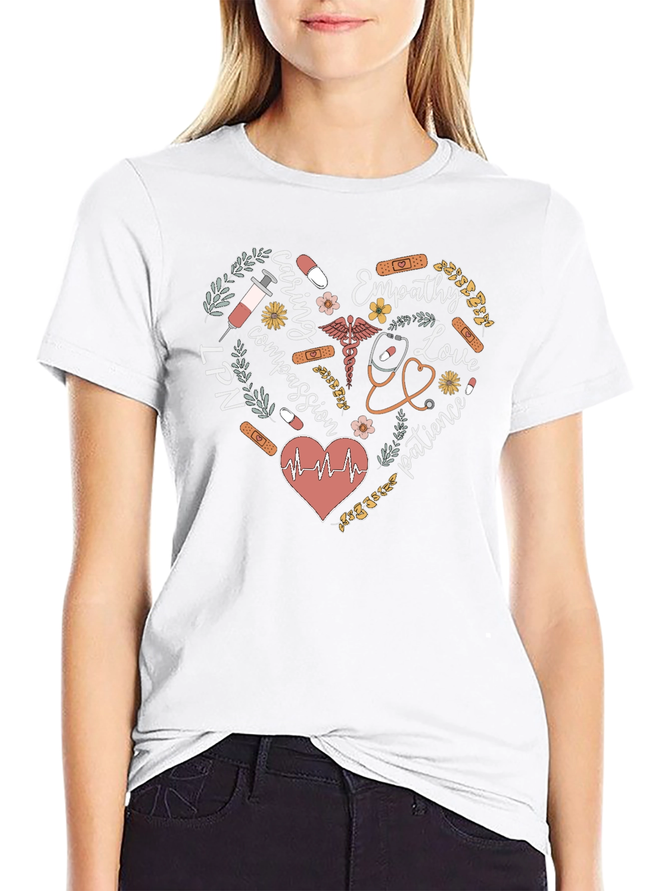 LPN Nurse Heart Graphic Tee