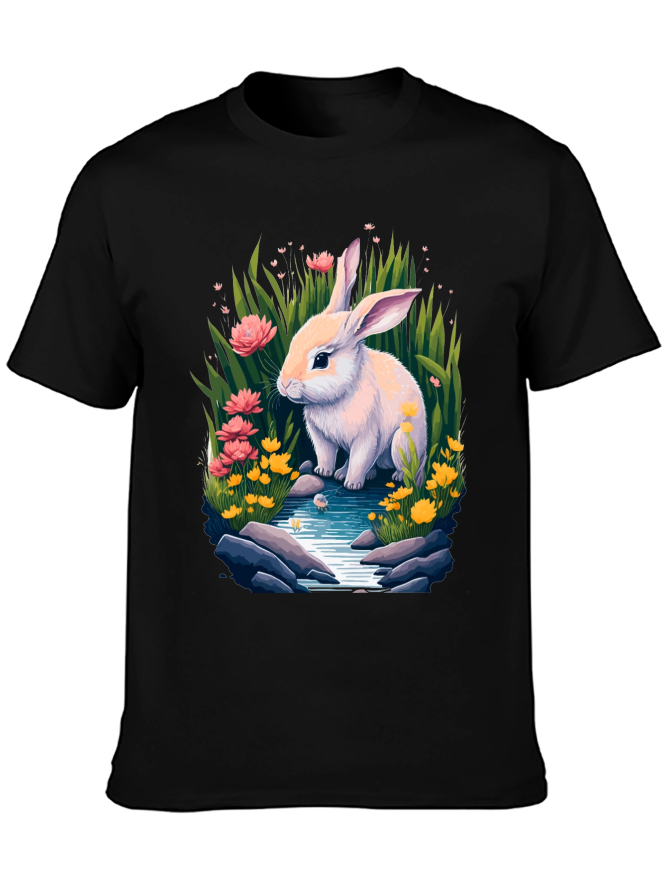Bunny in Bloom Tee - Whimsical Rabbit Design