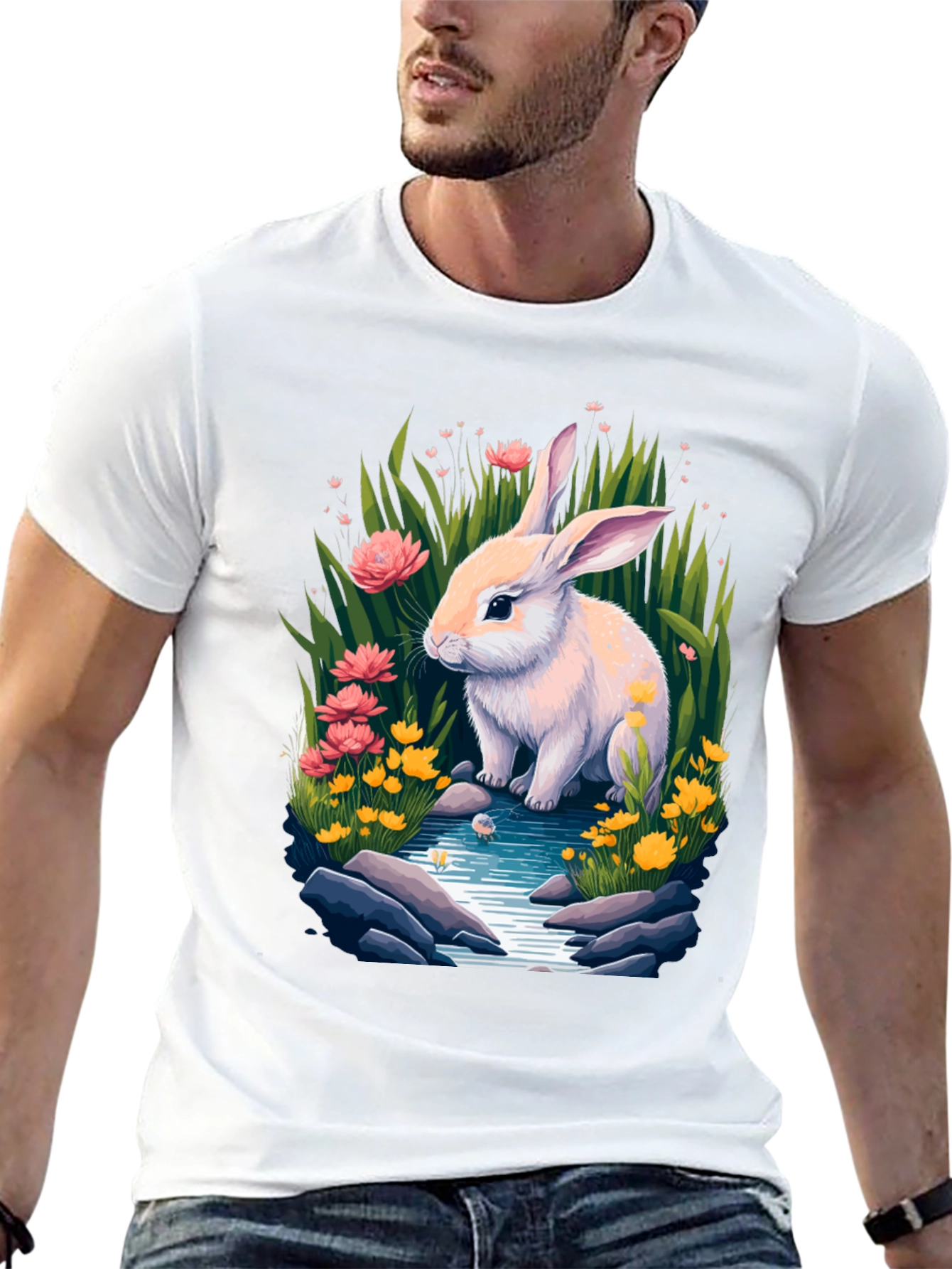 Bunny in Bloom Tee - Whimsical Rabbit Design