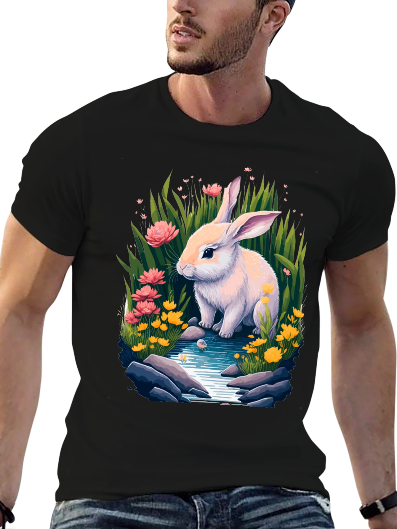 Bunny in Bloom Tee - Whimsical Rabbit Design