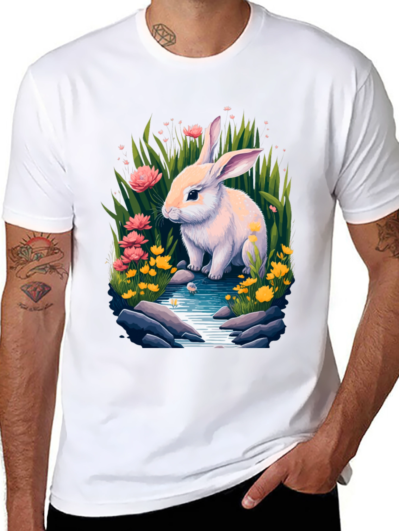 Bunny in Bloom Tee - Whimsical Rabbit Design