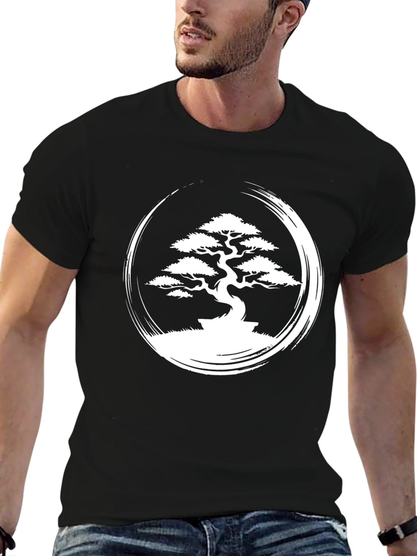 Bonsai Zen Circle Graphic Tee - Stylish Mens T-Shirt