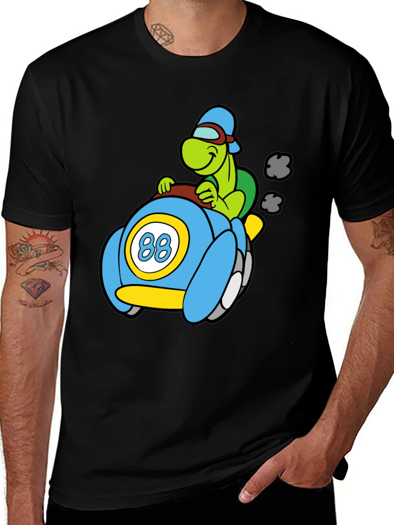 Turtle Race Car Black T-Shirt