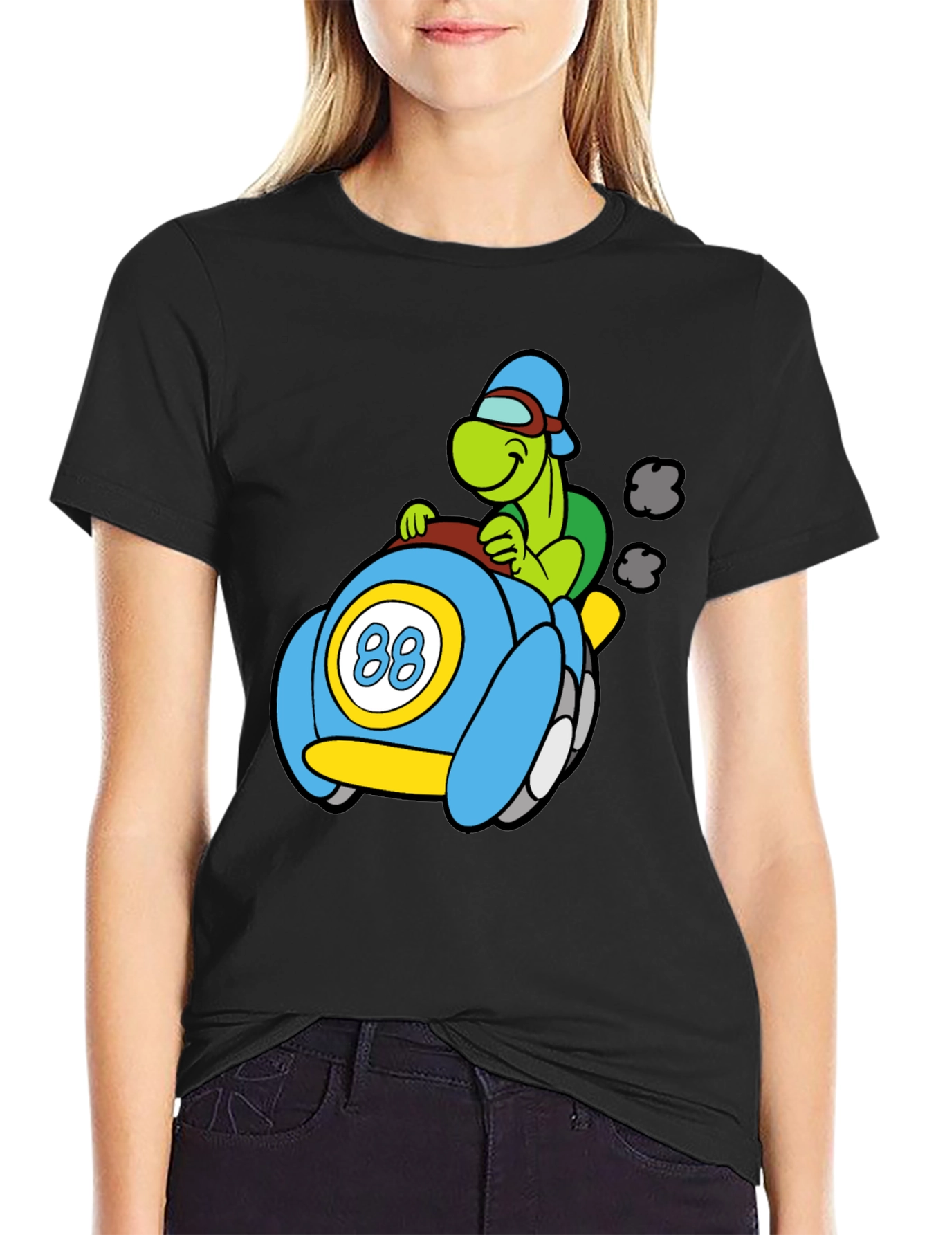 Turtle Race Car Black T-Shirt