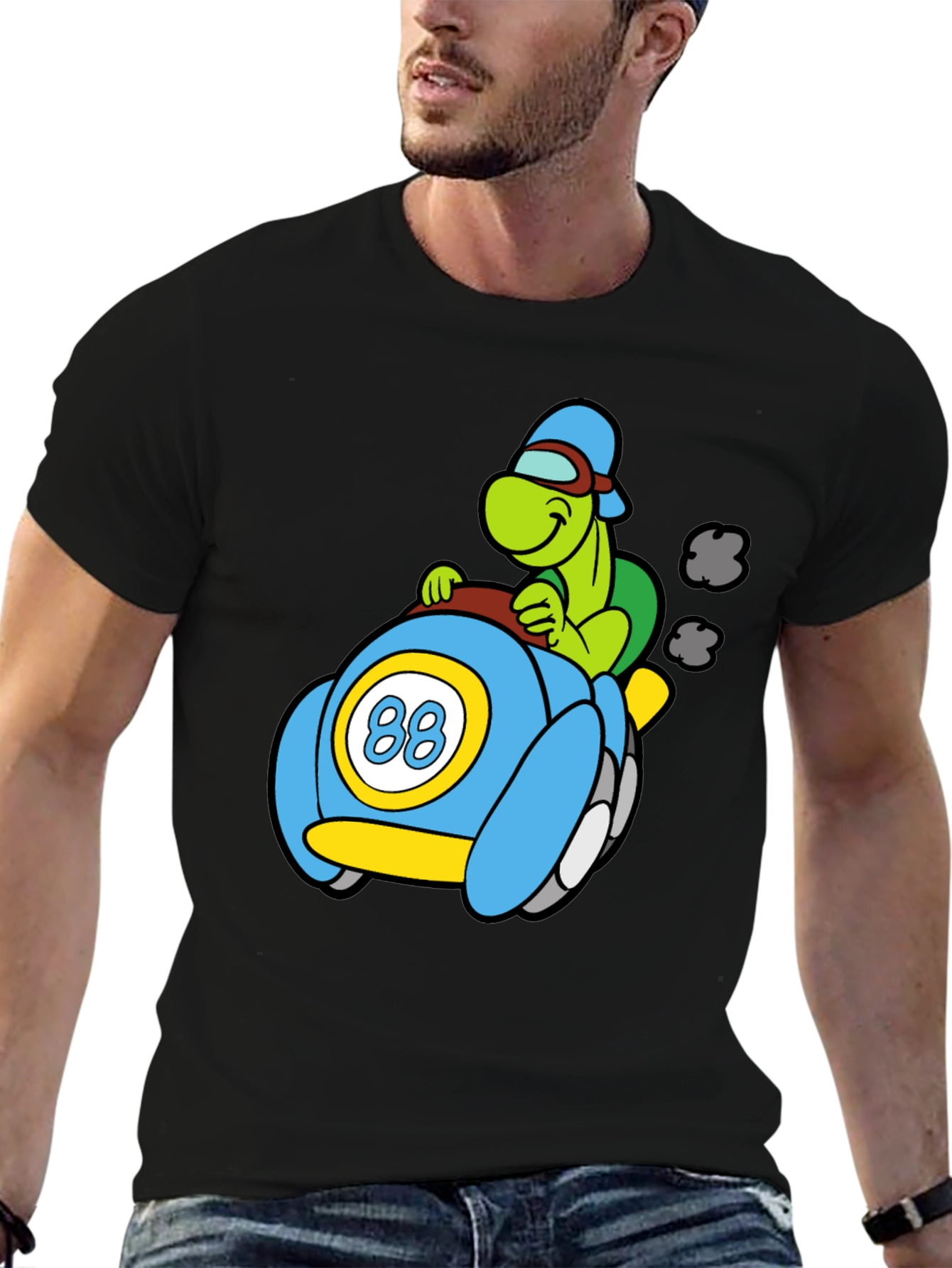 Turtle Race Car Black T-Shirt
