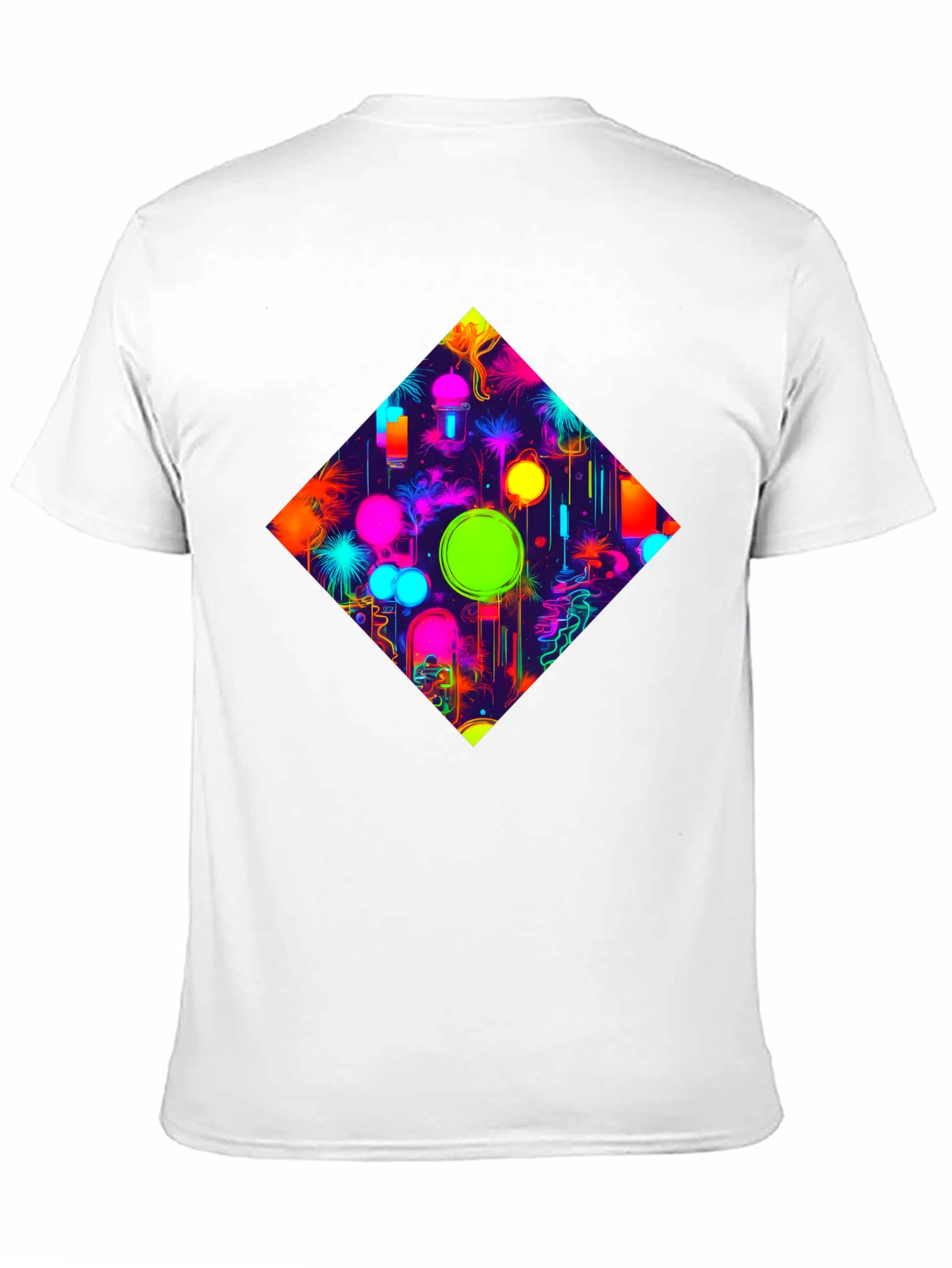 Neon Diamond Graphic Tee - Stylish Black T-Shirt