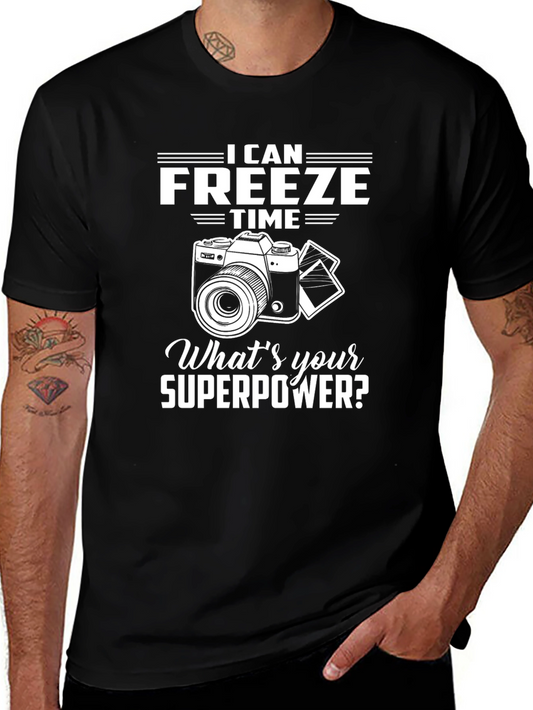 Freeze Time Camera Graphic Tee - Photographer Superpower Shirt