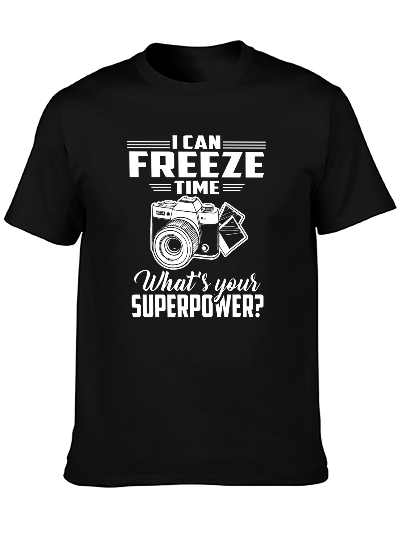 Freeze Time Camera Graphic Tee - Photographer Superpower Shirt