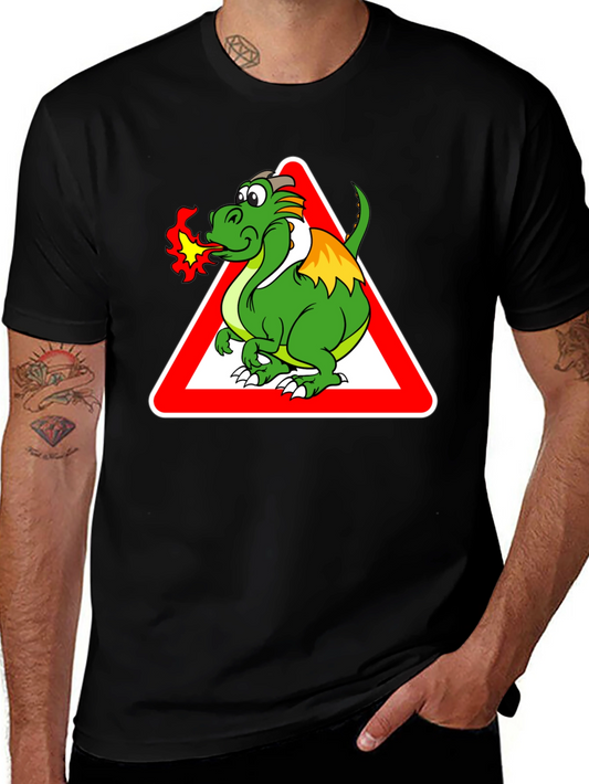 Dragon Warning Sign Graphic Tee - Black
