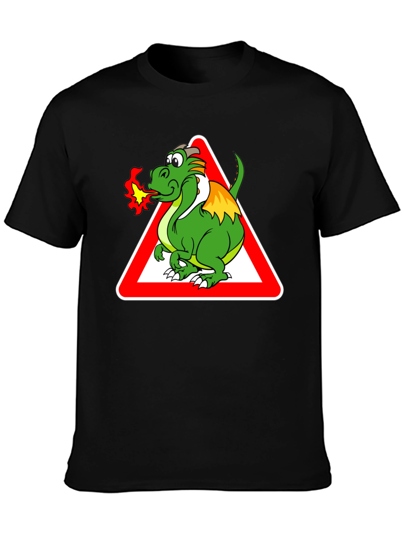 Dragon Warning Sign Graphic Tee - Black