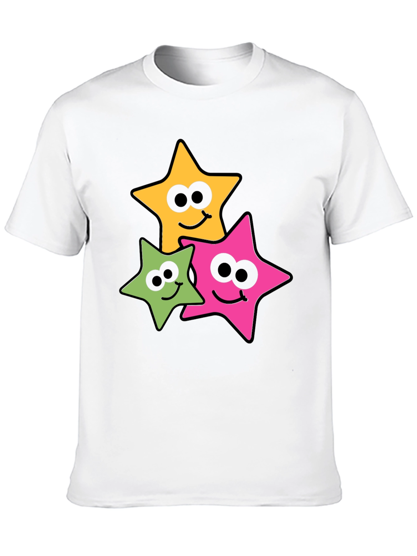Smiling Star Graphic Tee - Black Cotton Blend