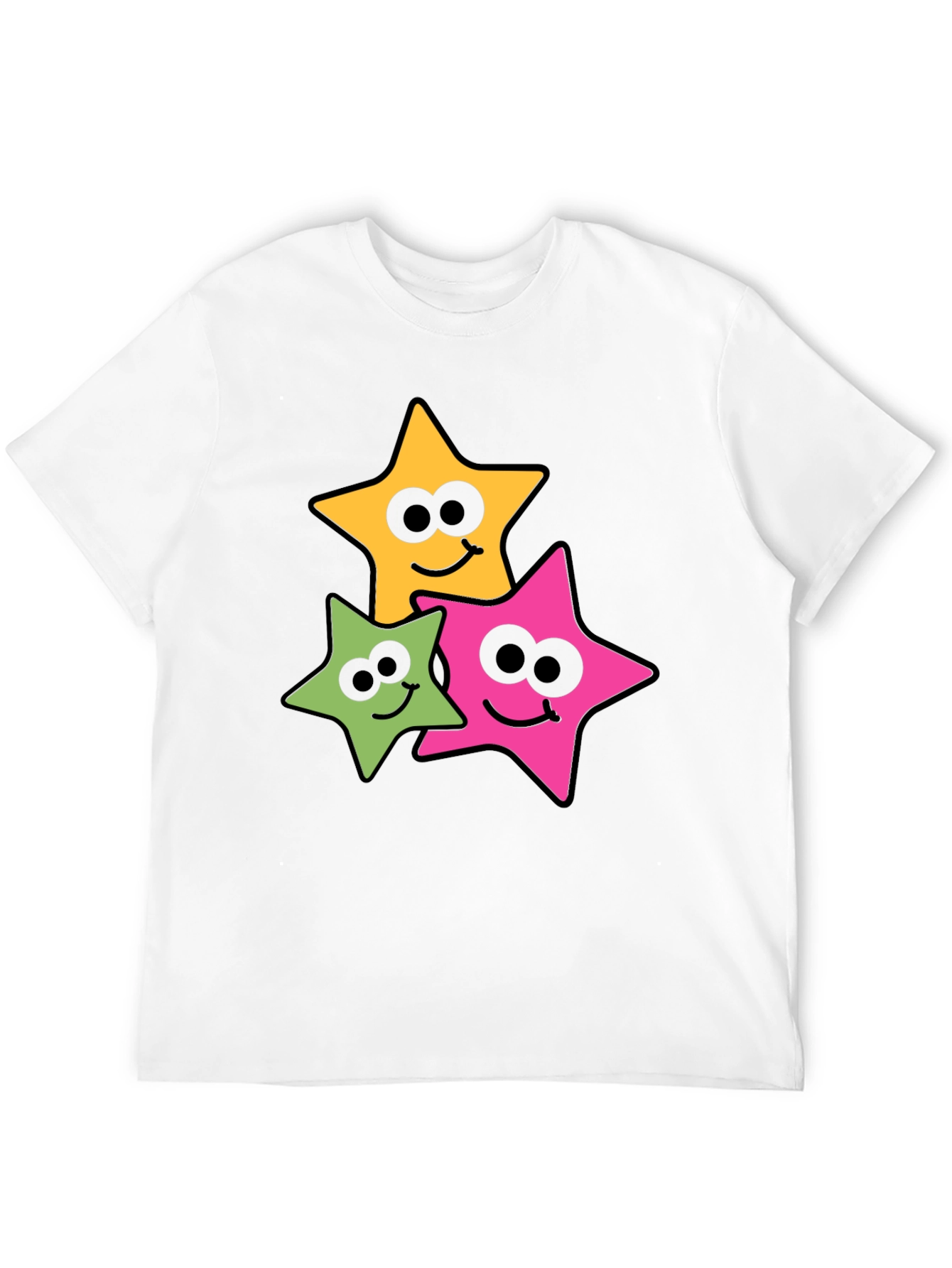 Smiling Star Graphic Tee - Black Cotton Blend