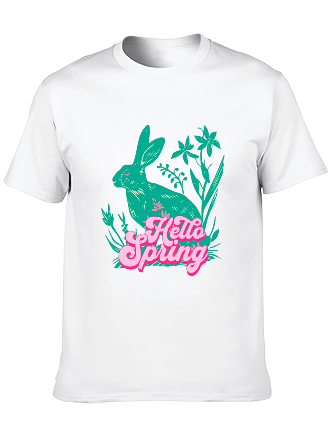 Hello Spring Bunny Graphic Tee - Black