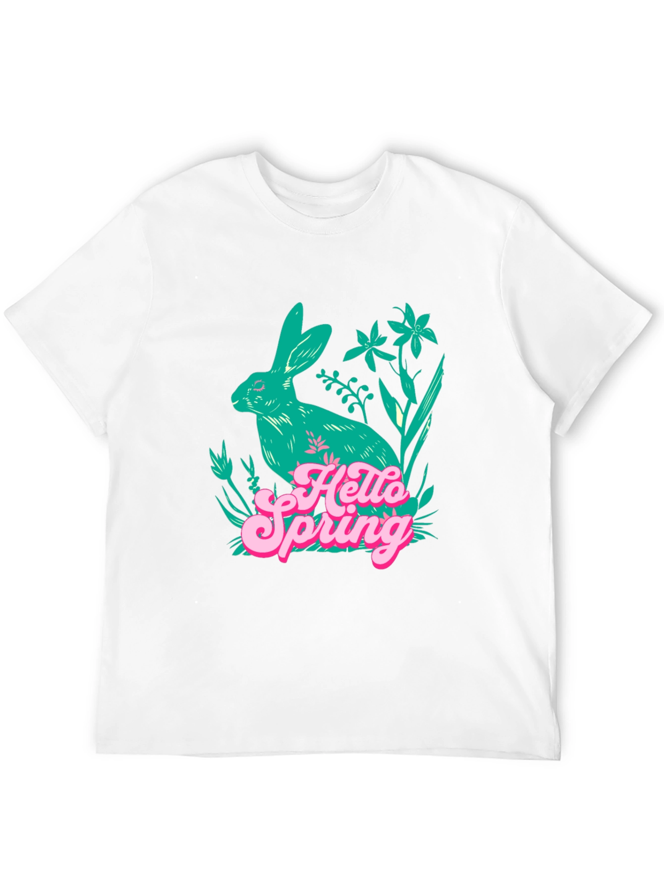 Hello Spring Bunny Graphic Tee - Black