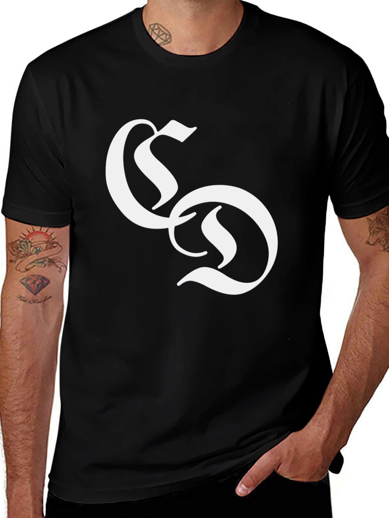 Black T-Shirt with White SD Logo