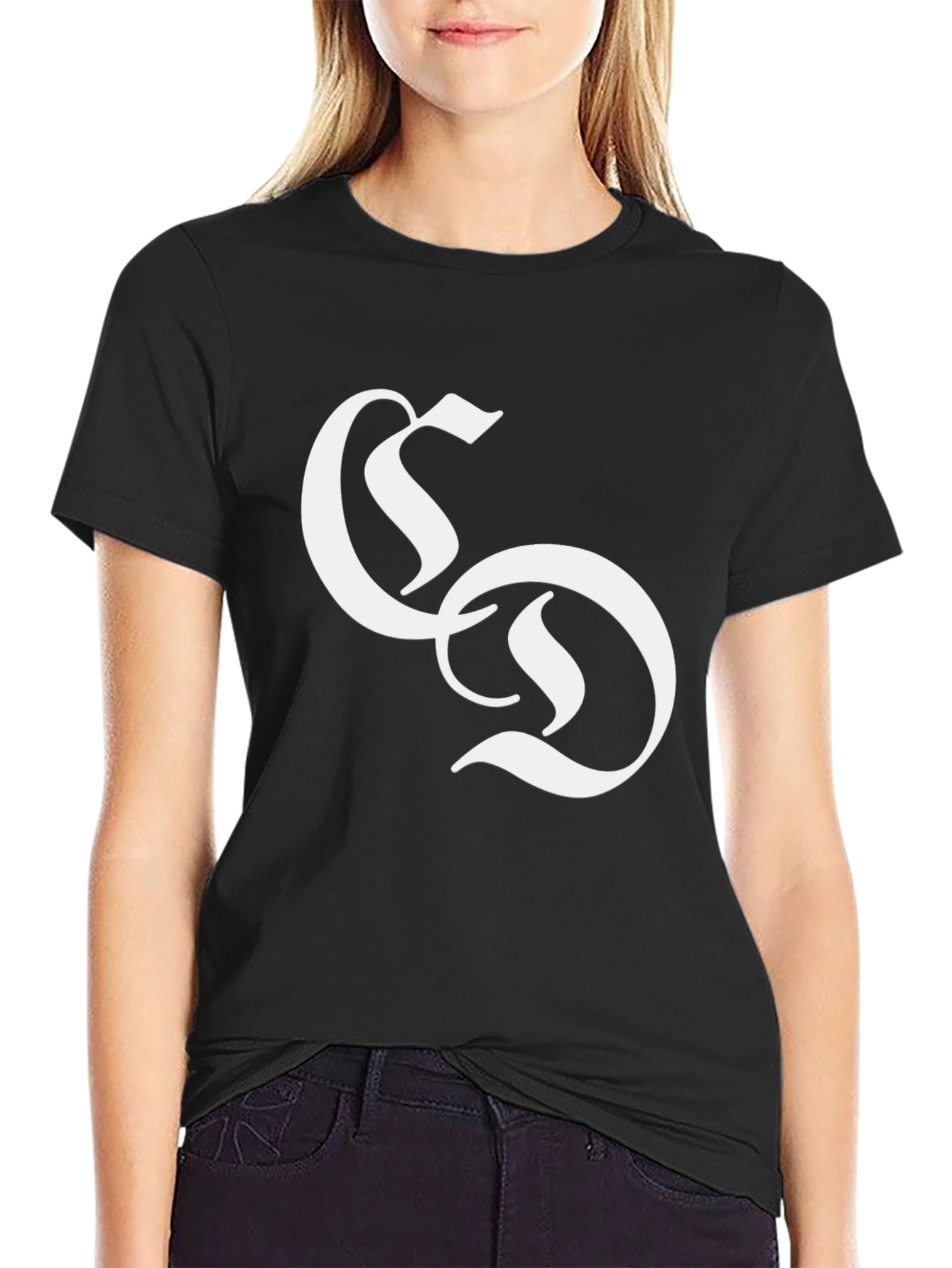 Black T-Shirt with White SD Logo