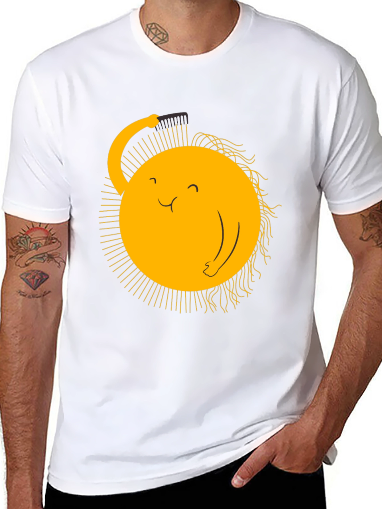 Funny Sun Combing Hair Graphic Tee