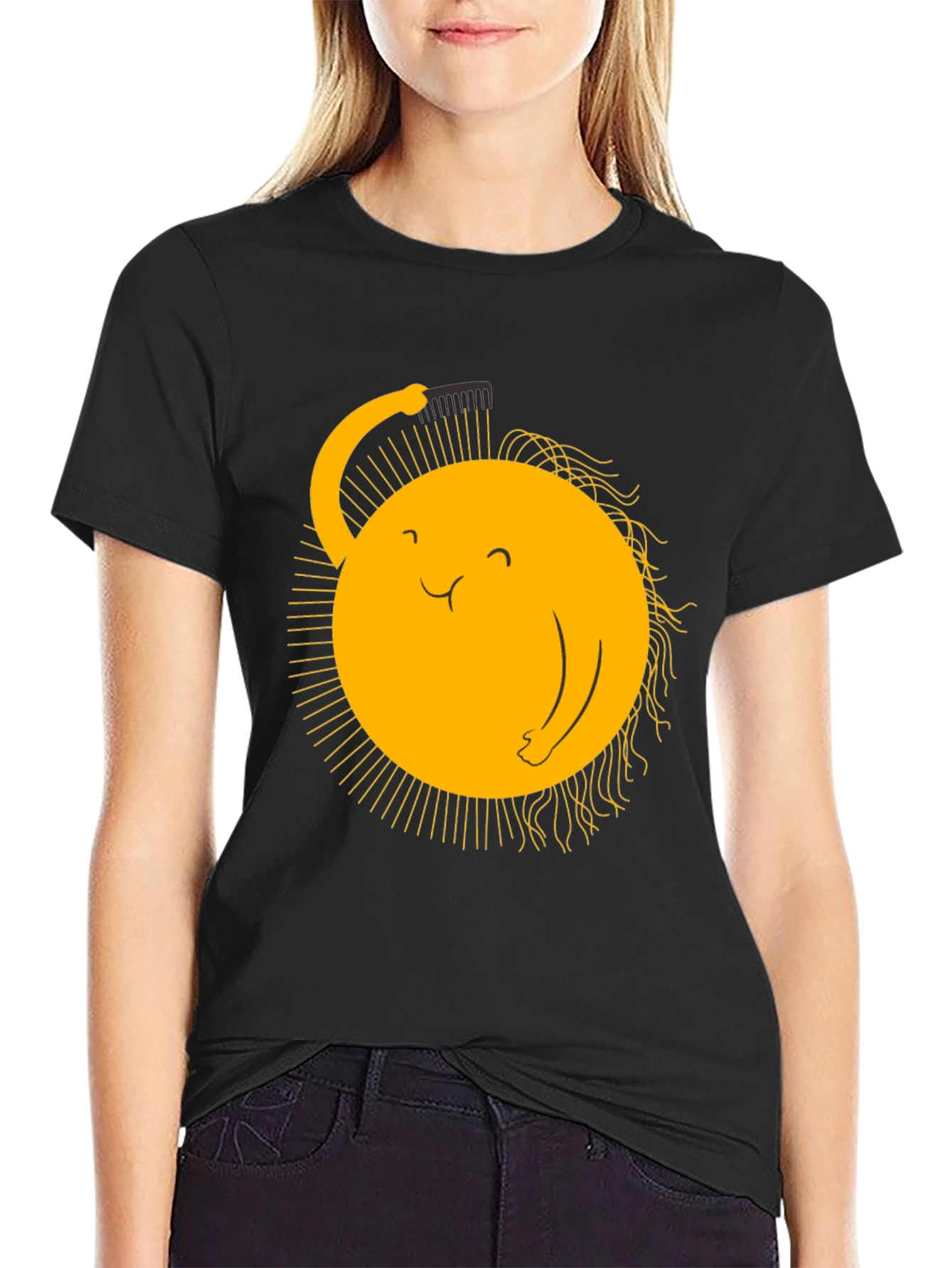 Funny Sun Combing Hair Graphic Tee