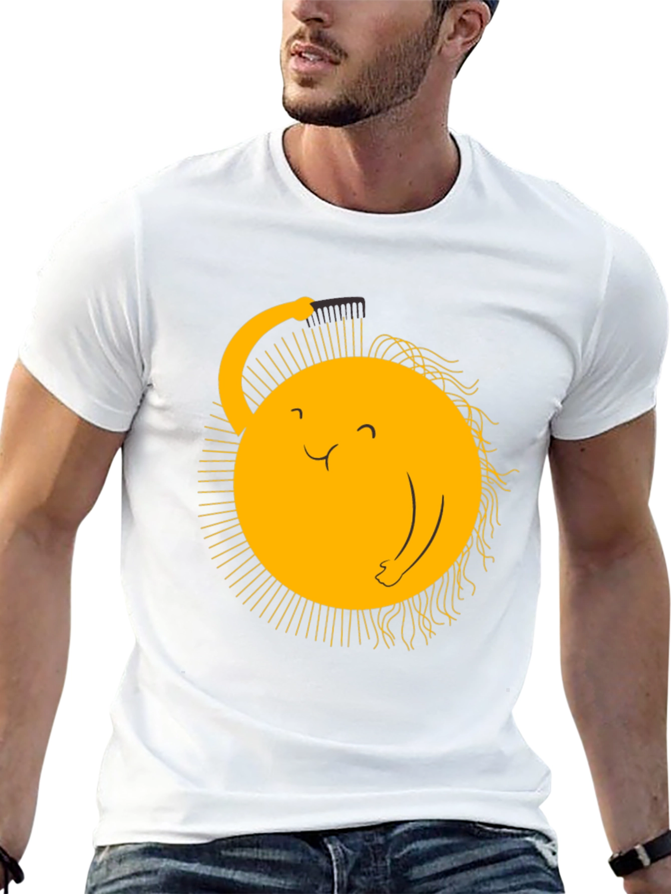 Funny Sun Combing Hair Graphic Tee
