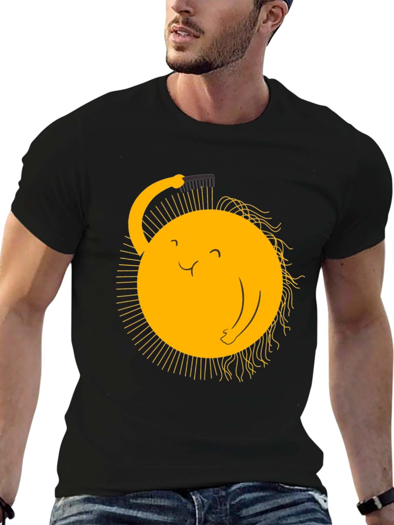 Funny Sun Combing Hair Graphic Tee
