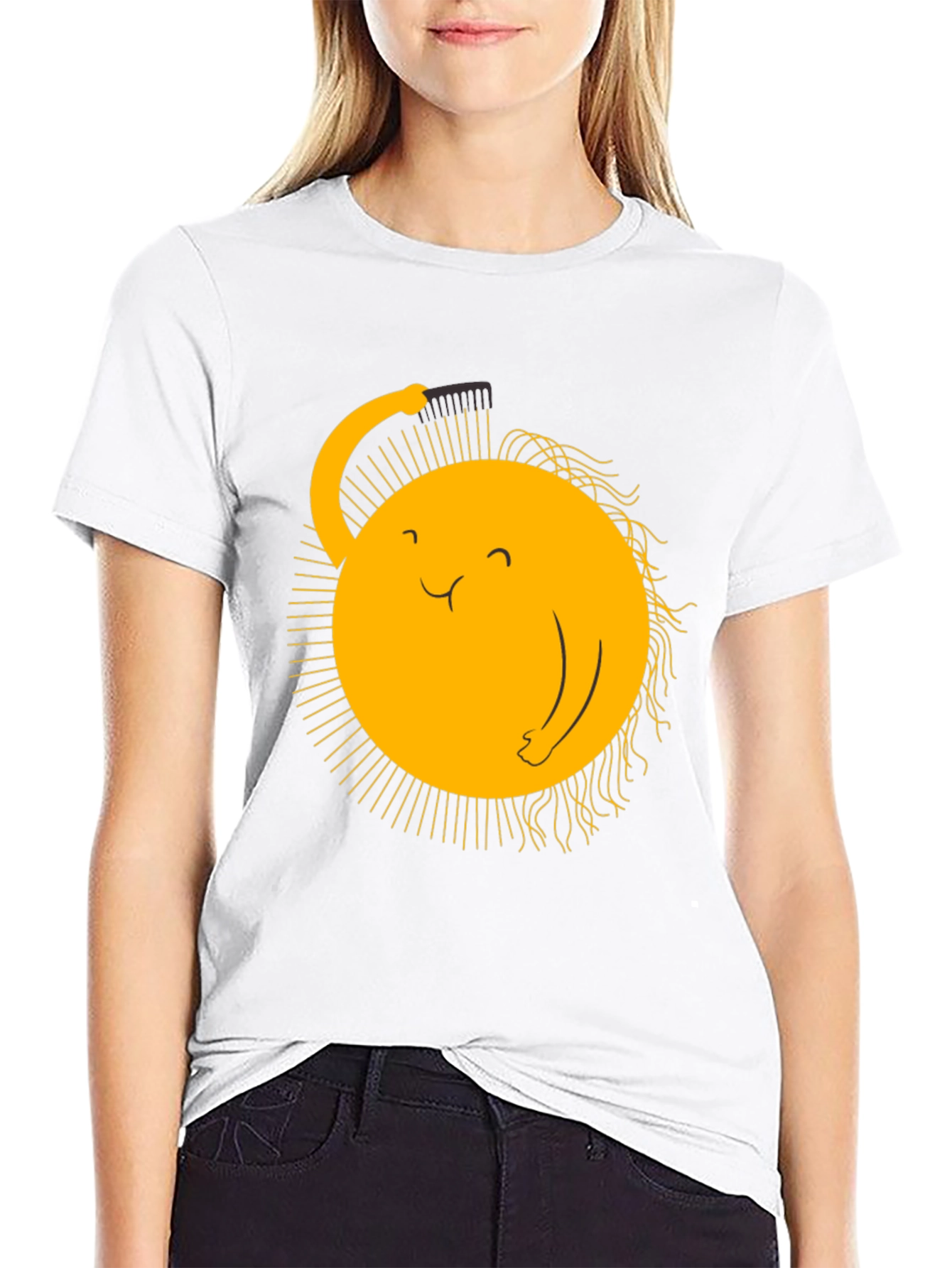 Funny Sun Combing Hair Graphic Tee