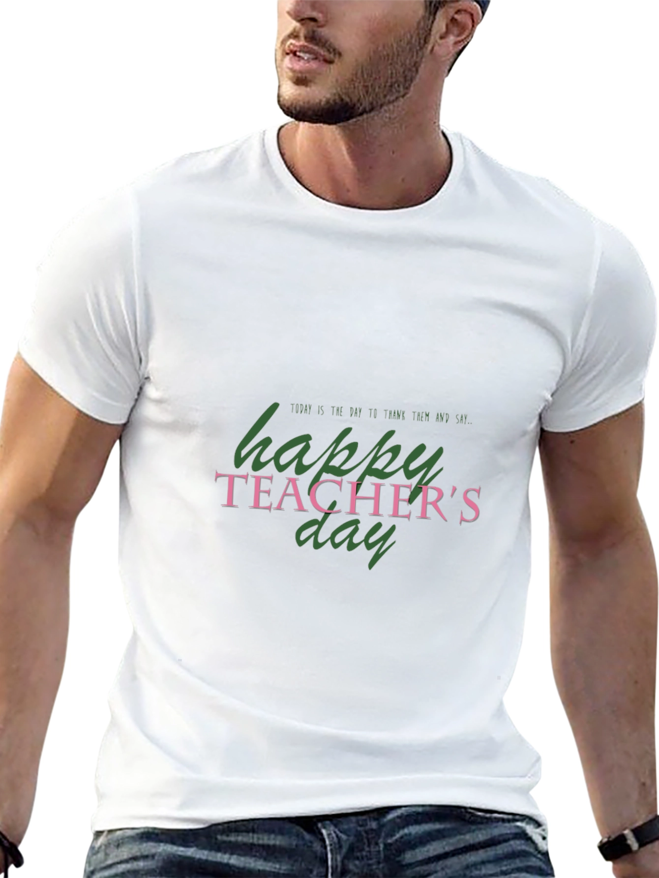 Happy Teachers Day Graphic Tee - Black Casual T-Shirt