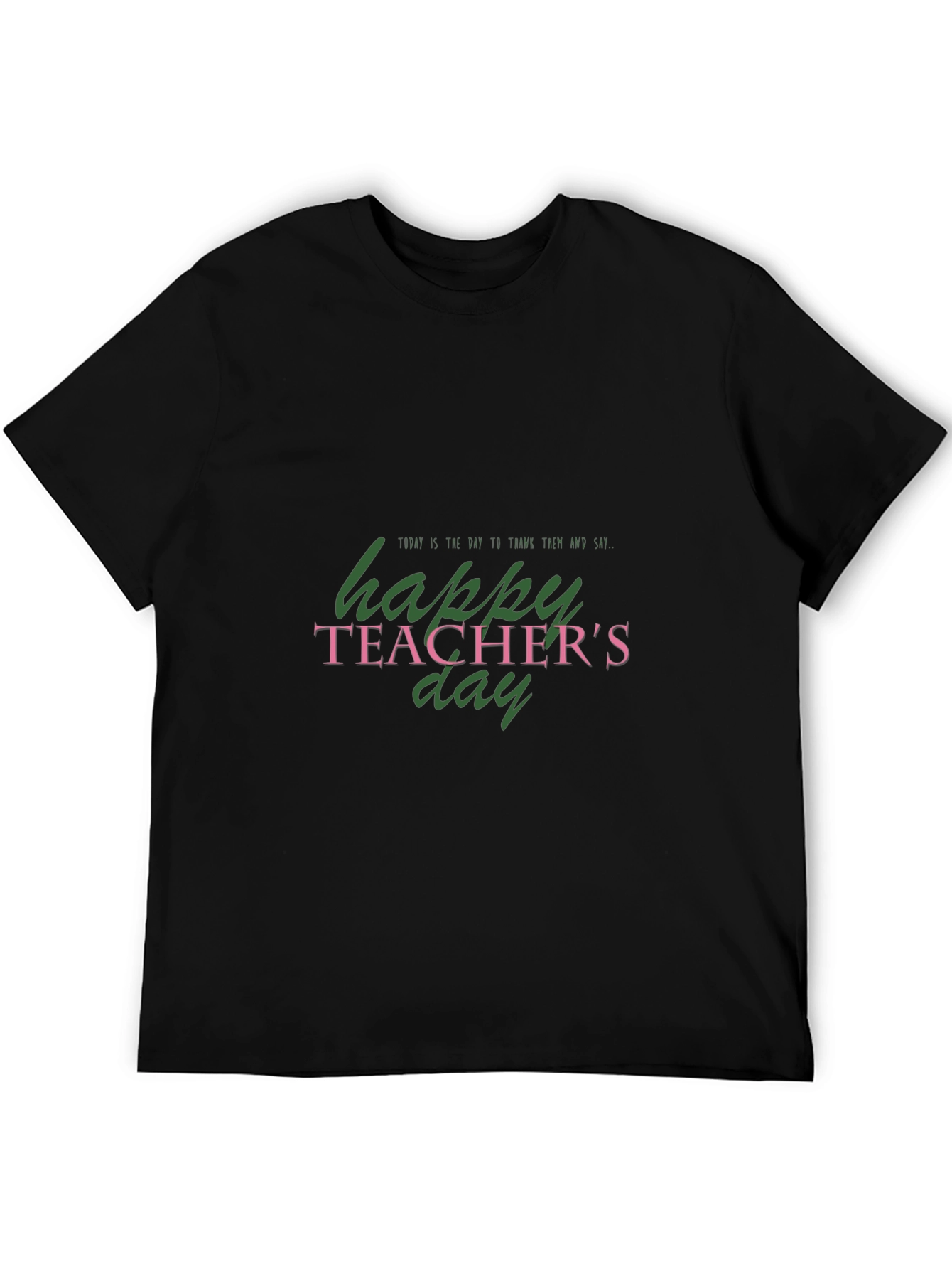 Happy Teachers Day Graphic Tee - Black Casual T-Shirt