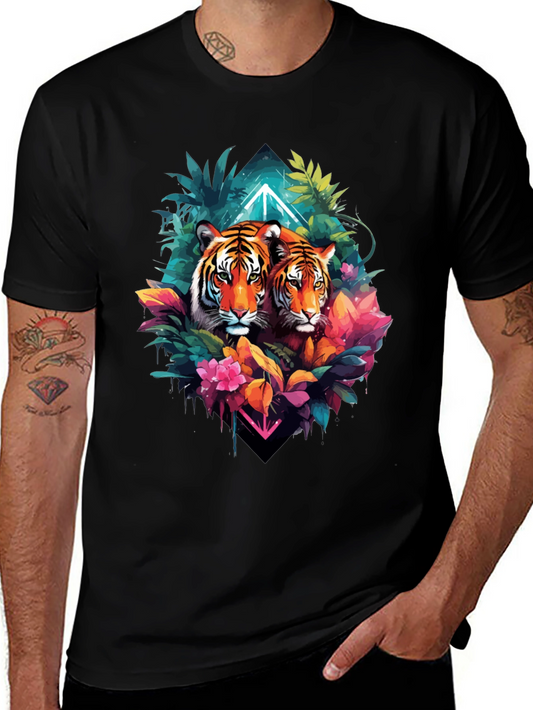 Tiger Duo Graphic Tee - Jungle Style Black T-Shirt