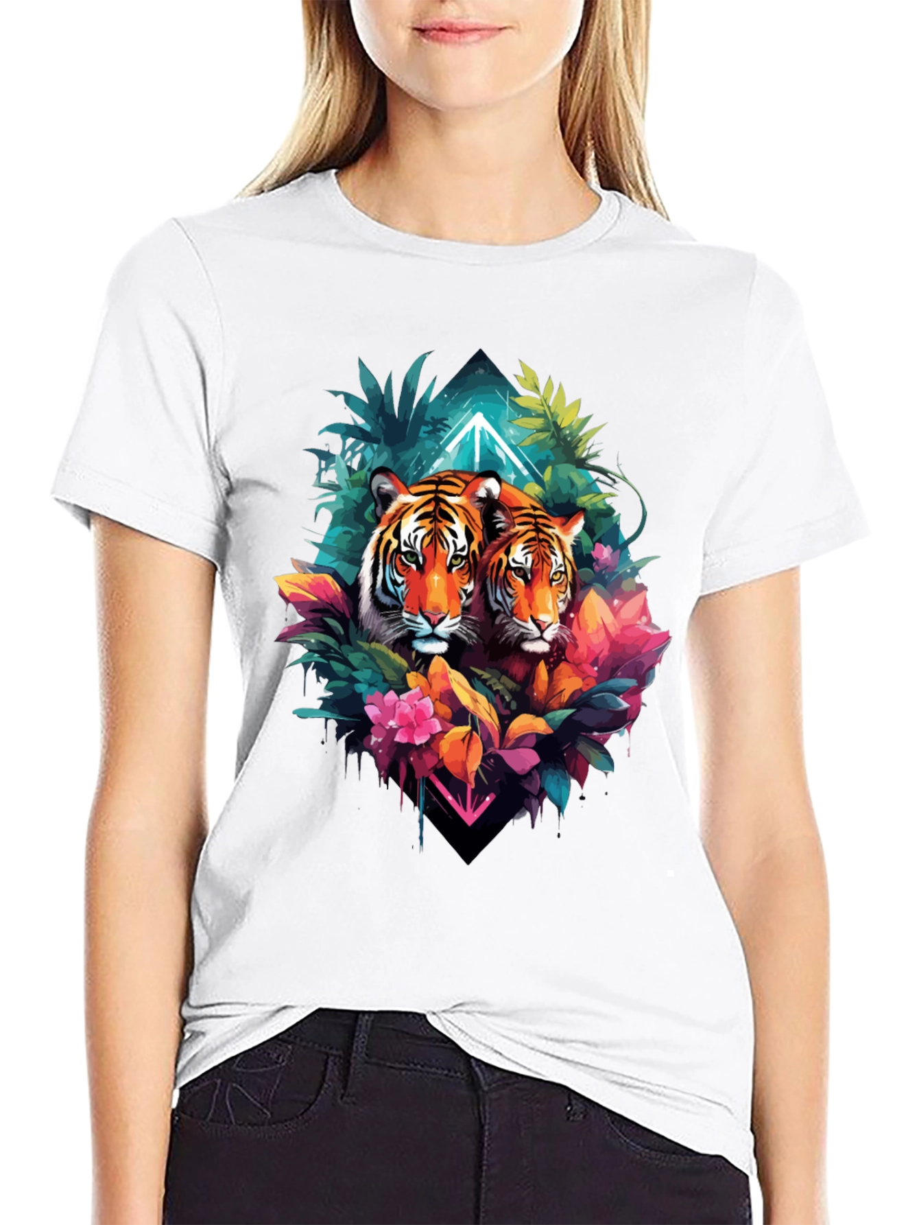 Tiger Duo Graphic Tee - Jungle Style Black T-Shirt