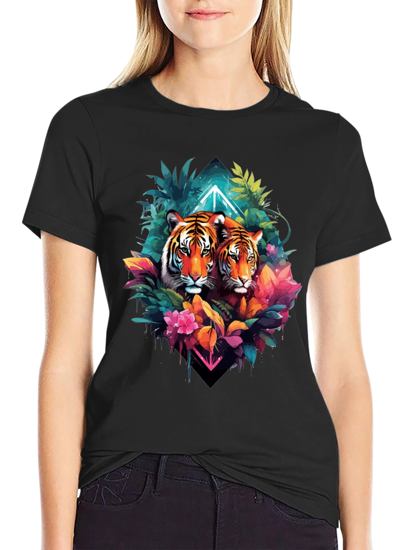 Tiger Duo Graphic Tee - Jungle Style Black T-Shirt