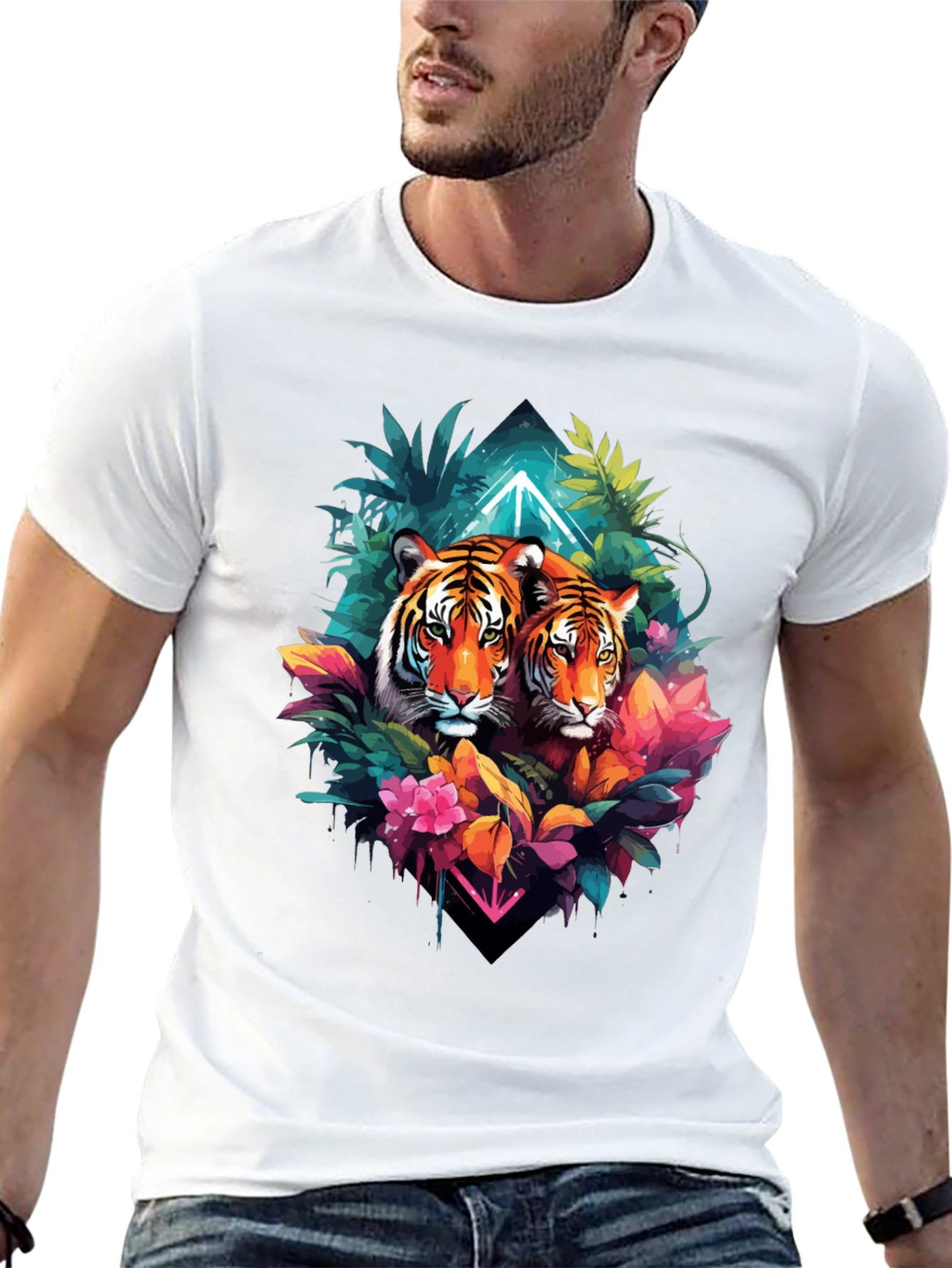 Tiger Duo Graphic Tee - Jungle Style Black T-Shirt