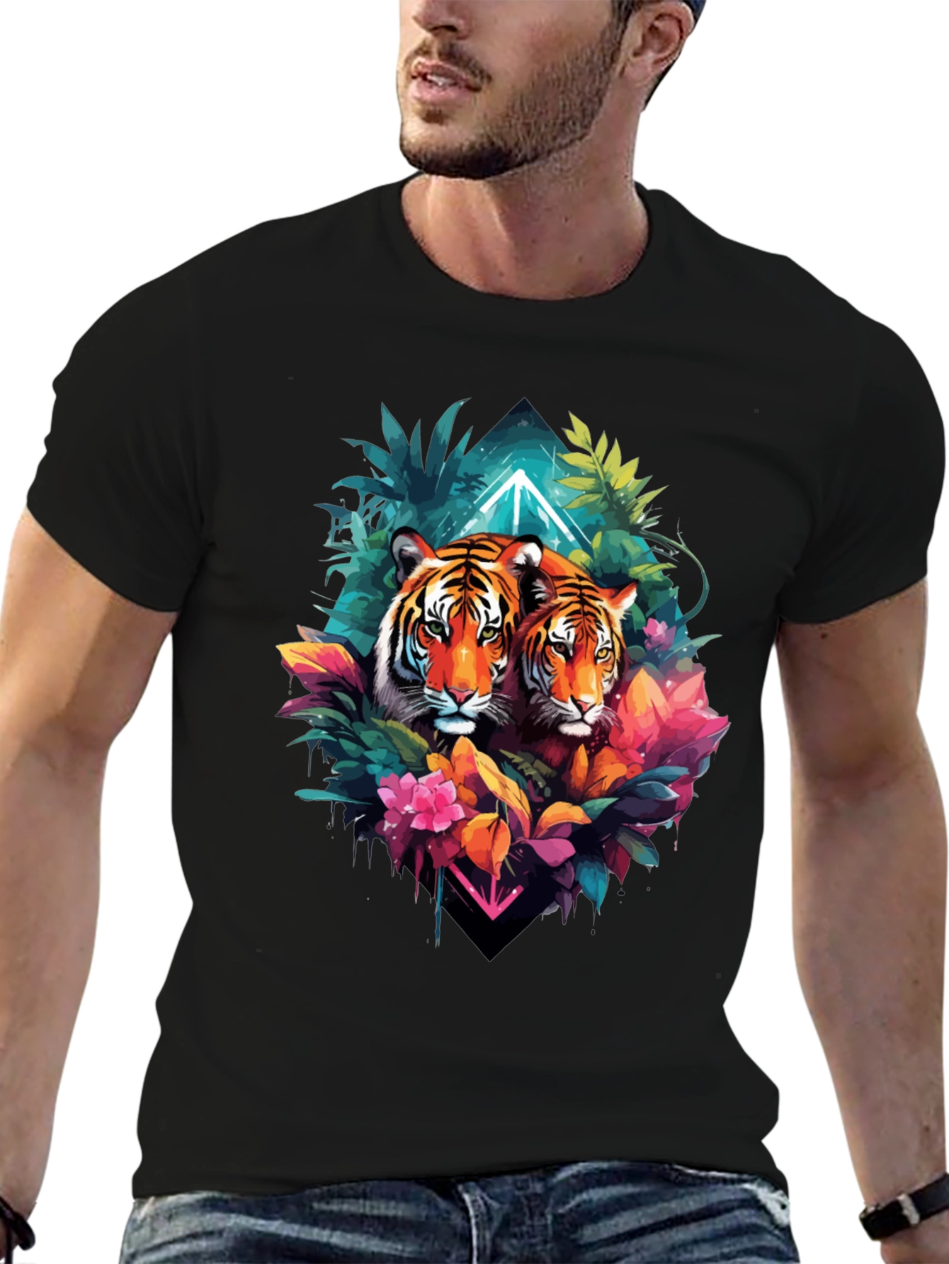 Tiger Duo Graphic Tee - Jungle Style Black T-Shirt