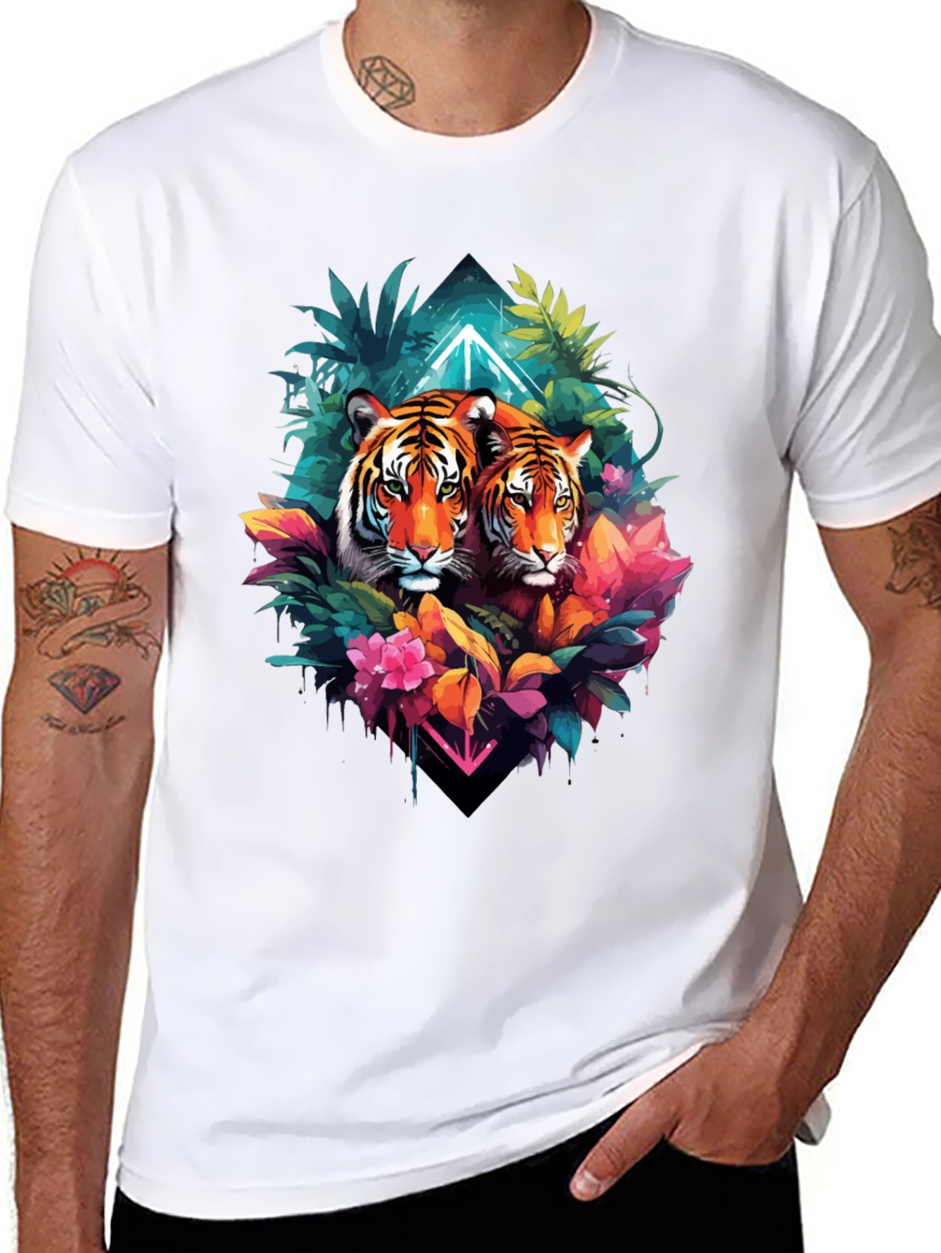 Tiger Duo Graphic Tee - Jungle Style Black T-Shirt