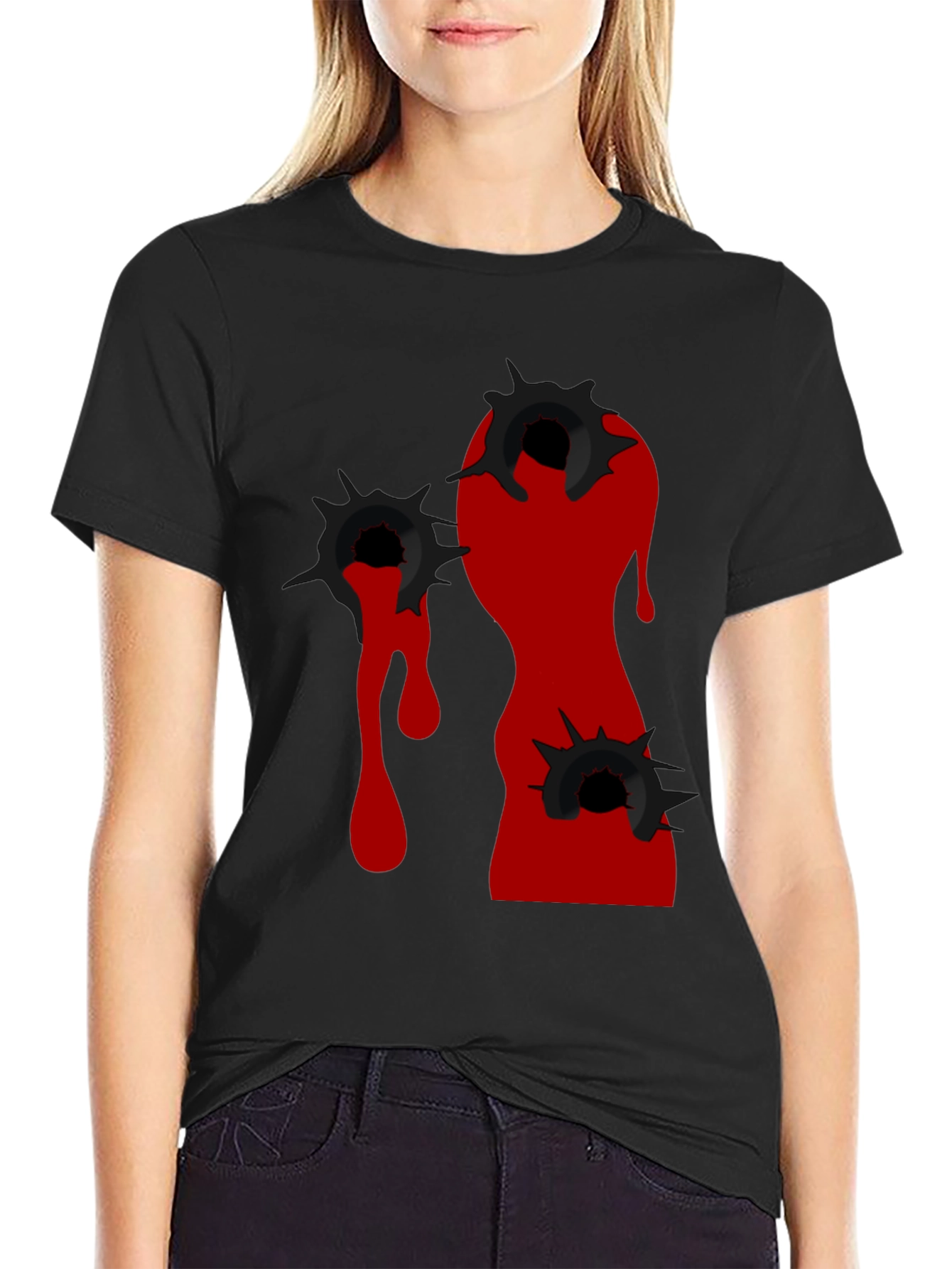 Edgy Bullet Hole Graphic T-Shirt