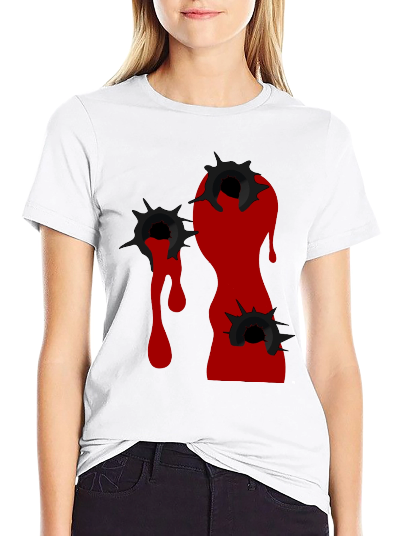 Edgy Bullet Hole Graphic T-Shirt