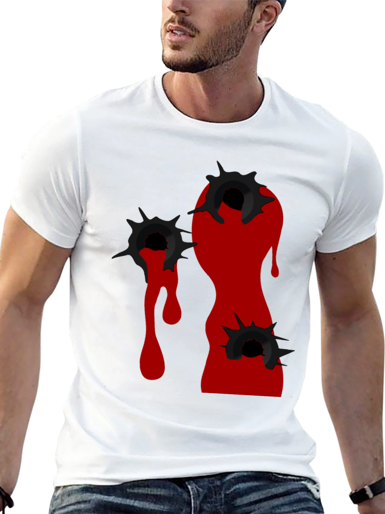 Edgy Bullet Hole Graphic T-Shirt
